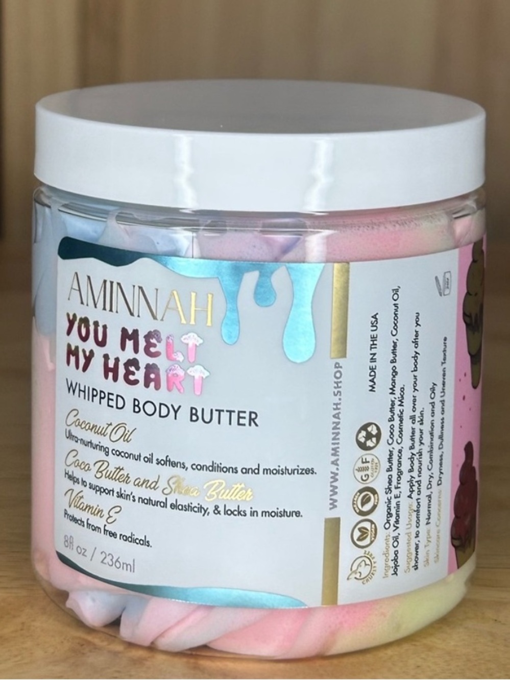 NWT AMINNAH "You Melt My Heart" Whipped Body Butter - Picture 4 of 6
